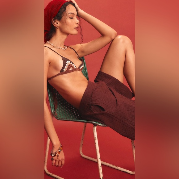 NWT Free People Pucker Chocolate Fondant Check Wrap Shorts Tie-Waist Shorts - Picture 6 of 8